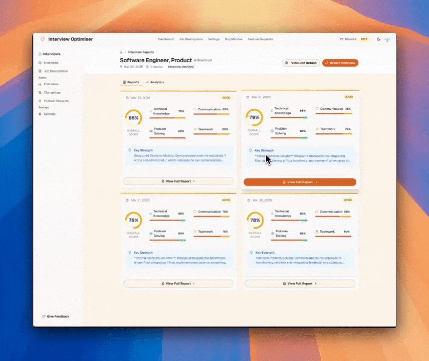 Interview performance report